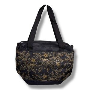Trueliving Black Gold Floral Outdoors 8 Can Soft Side Cooler Insulated Picnic